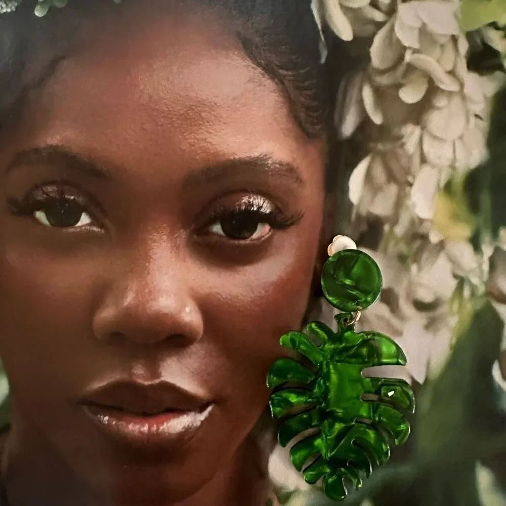 Green Leaf Clip-On Earrings